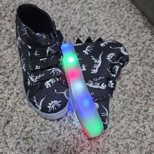 Kids Black Dinosaur Light-Up Shoes